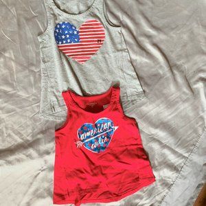 GIRLS - 2pc lot sz 2T NWT TOUGHSKINS tank top tunic shirts, red, white, blue